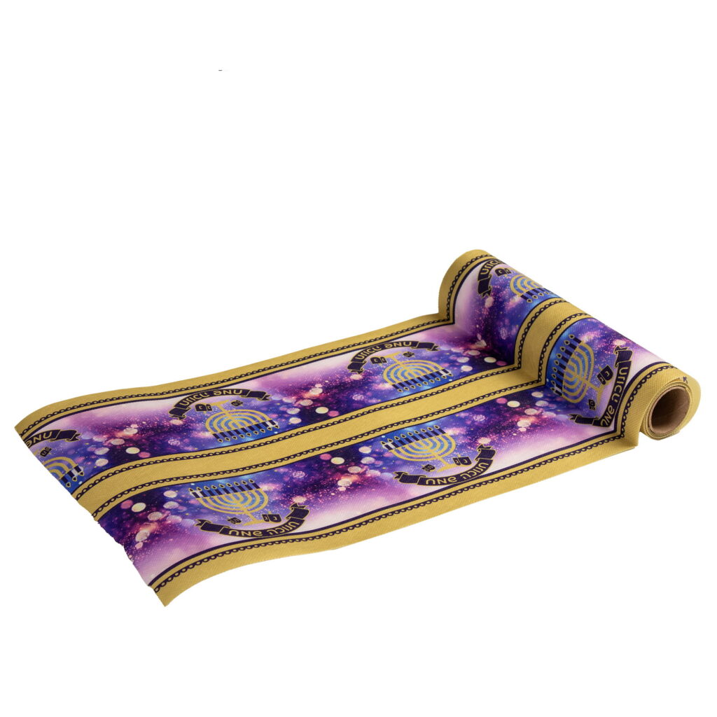 ראנר אלבד מודפס 28 ס"מ 3 יארד-חנוכה שמח - כחול/זהב של דקל בע"מ