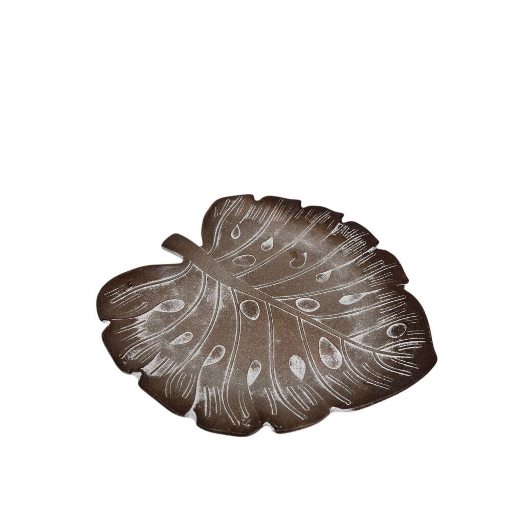 מגש עץ בצורת עלה גפן 27.5*27 ס"מ-חום ווש של דקל בע"מ