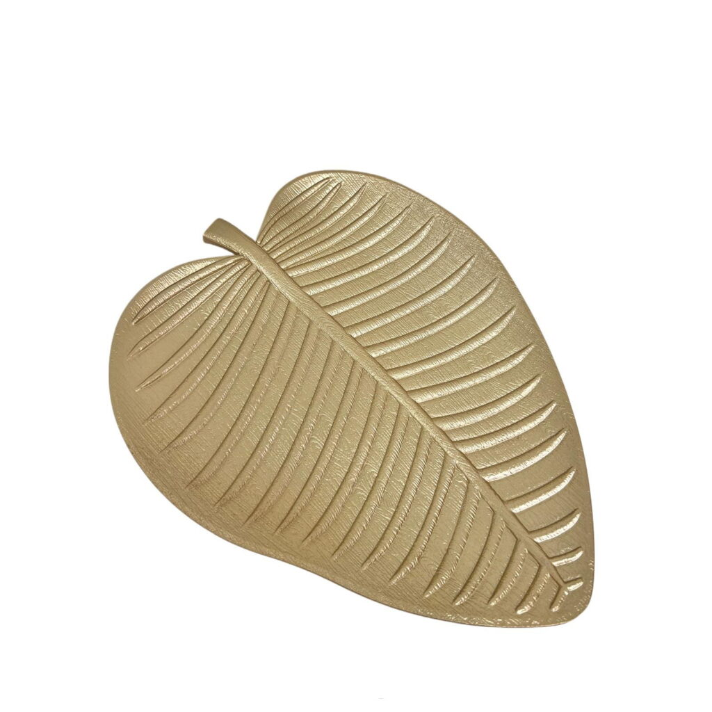 מגש עץ בצורת עלה 38.5*30 ס"מ-זהב של דקל בע"מ