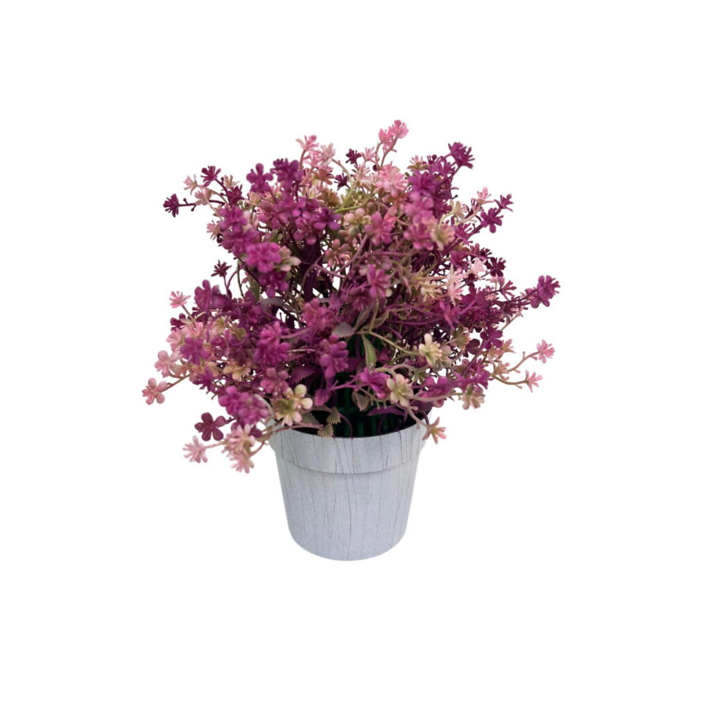 שיח פלסטיק פירחוני ורוד בעציץ פלסטיק ג.23 ס"מ של דקל בע"מ