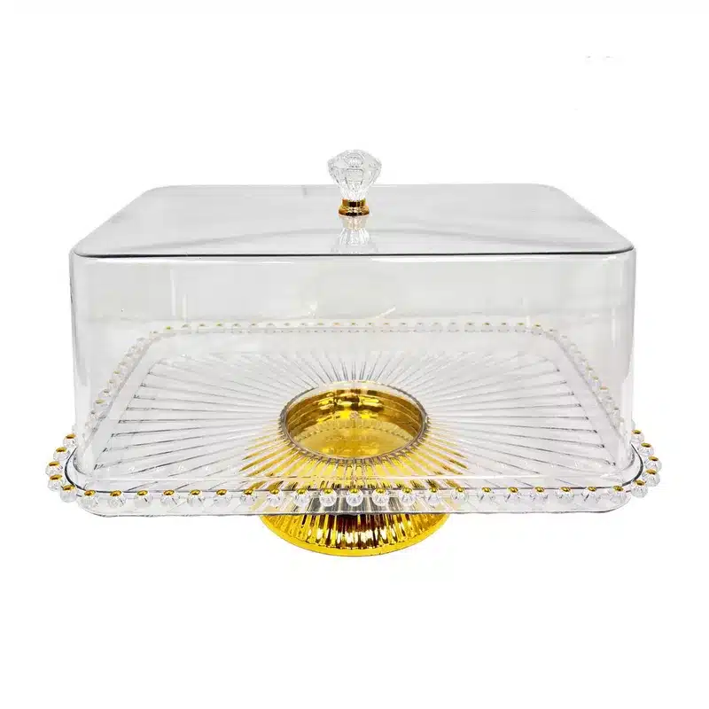 סטנד פעמון מלבני פלסטיק לעוגה 33/21 ג.19 ס"מ-רגל זהב של דקל בע"מ