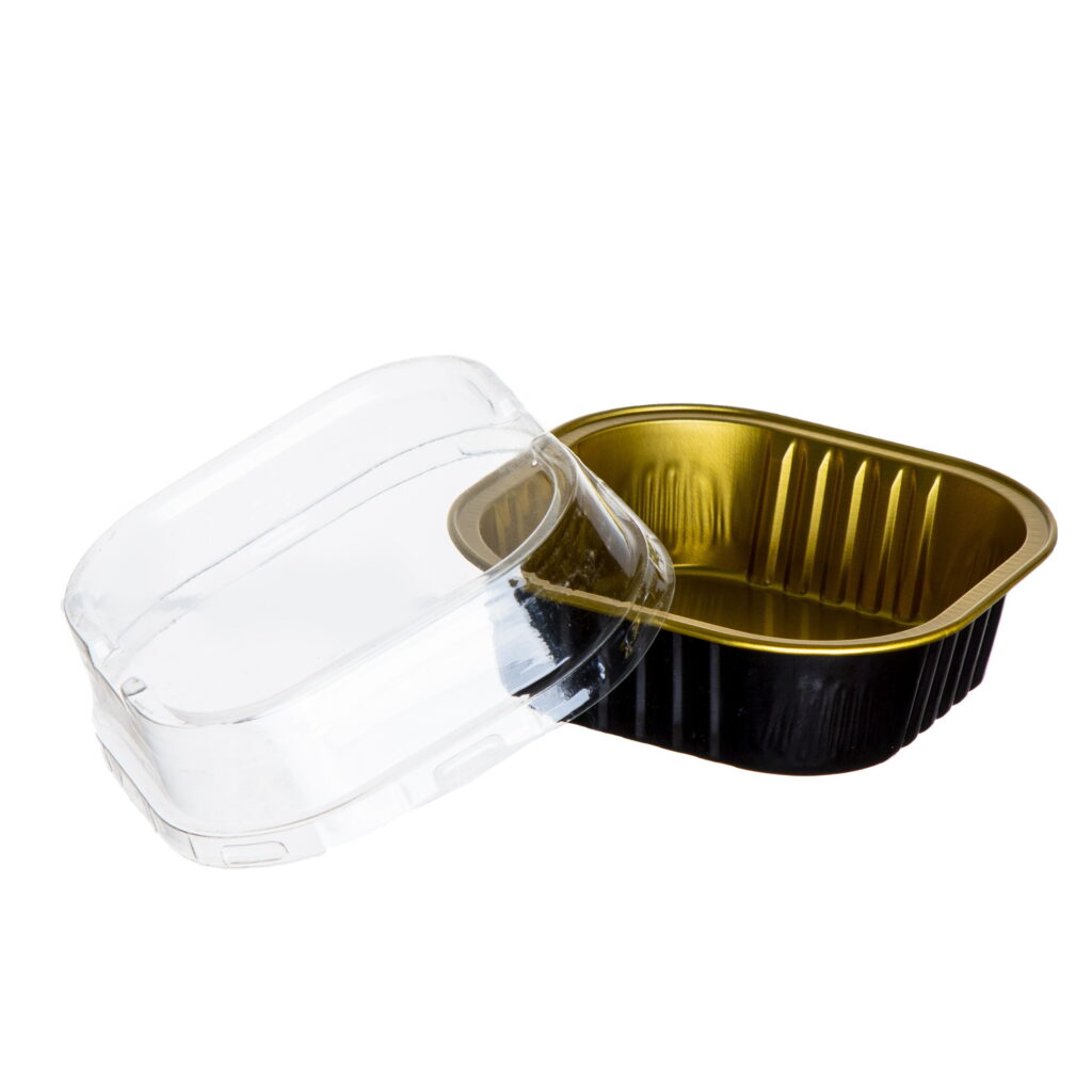 תבנית אלומיניום לאפיה שחור/זהב+מכסה 8.8/8.8/2.7 ס"מ-100 מ"ל של דקל בע"מ