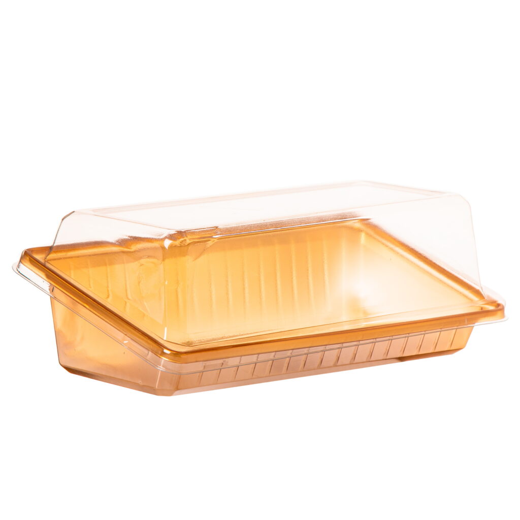 מגש פלסטיק זהב+מכסה -מלבני זויתי-25/13/8.5 ס"מ של דקל בע"מ