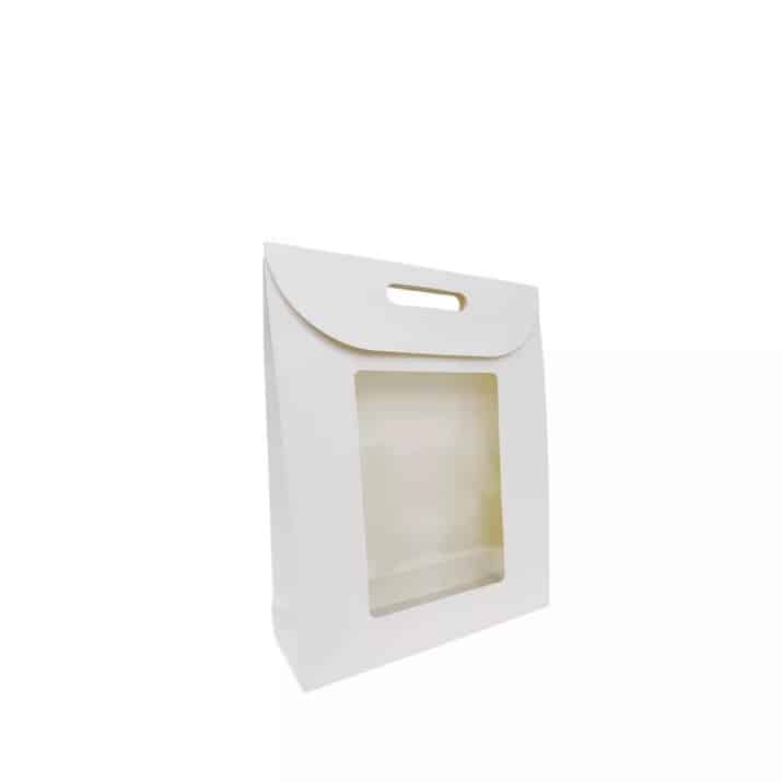 12 שקוית נייר קלאפה+חלון 20*15*6 ס"מ-לבן של דקל בע"מ