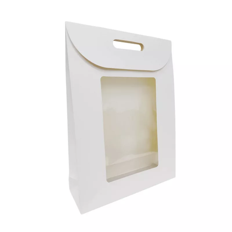 12 שקיות נייר קלאפה+חלון 42*31*10 ס"מ-לבן של דקל בע"מ