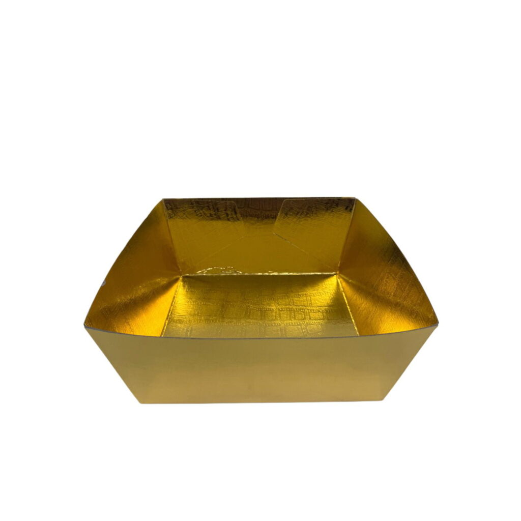 מגש קרטון מודבק 22/22/10.5 ס"מ-דמוי עור זהב מיטאלי של דקל בע"מ