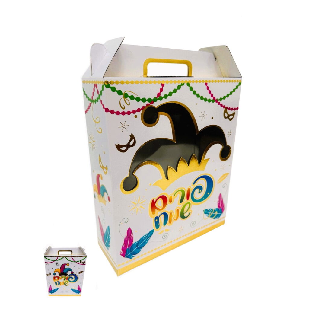 קפ' קרטון+חלון 25/30/9 ס"מ -פורים שמח -כובע-זהב מיטאלי של דקל בע"מ