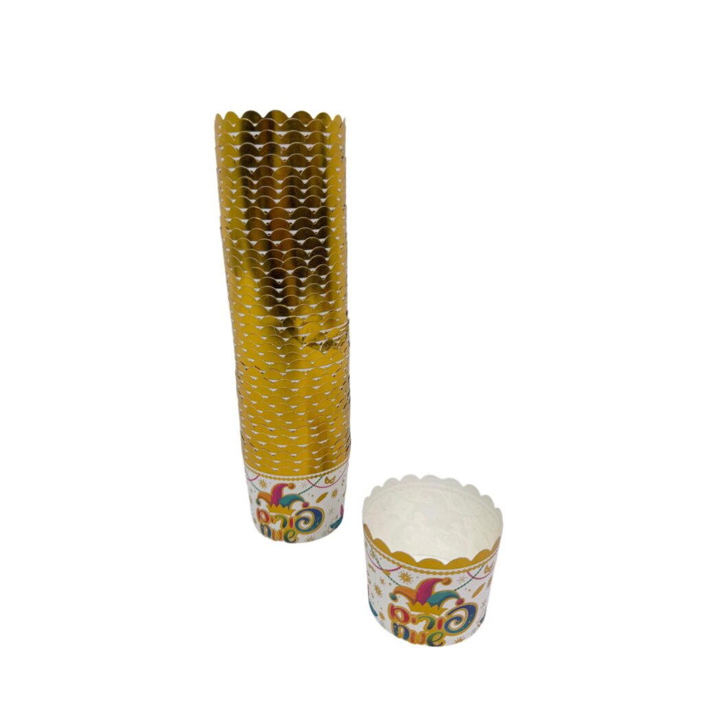 חב' 40 עטרות קרטון לאפיה 7/5.5 ס"מ-פורים שמח-כובע-זהב מיטאלי של דקל בע"מ