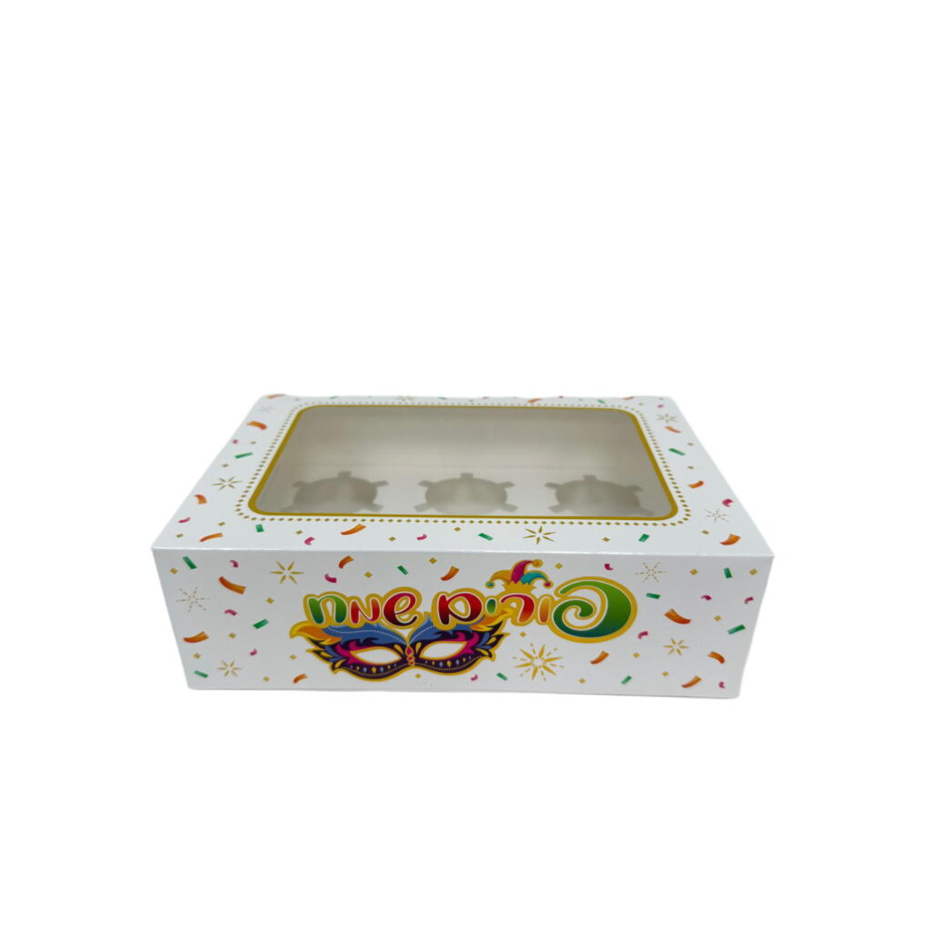 קפ' ל6 קאפקייקס 25/17/8 ס"מ- פורים שמח -מסכה-זהב מיטאלי של דקל בע"מ