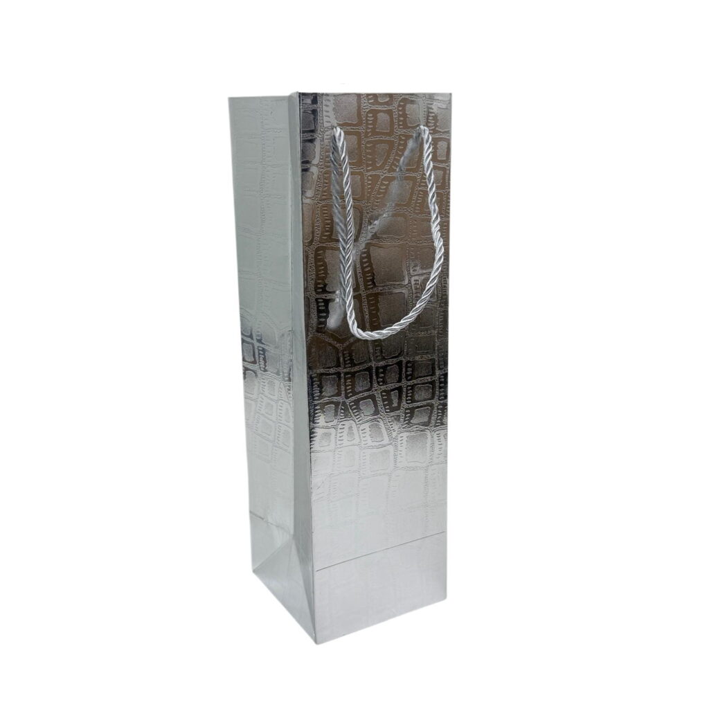 שקיות נייר 11/11/36 ס"מ-דמוי עור כסף מטאלי של דקל בע"מ