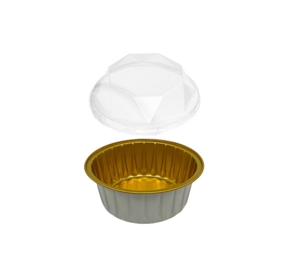 תבנית אלומ' קרם/זהב+מכסה ק.8.3 ג.3 ס"מ 140 מ"ל (יהלום) של דקל בע"מ