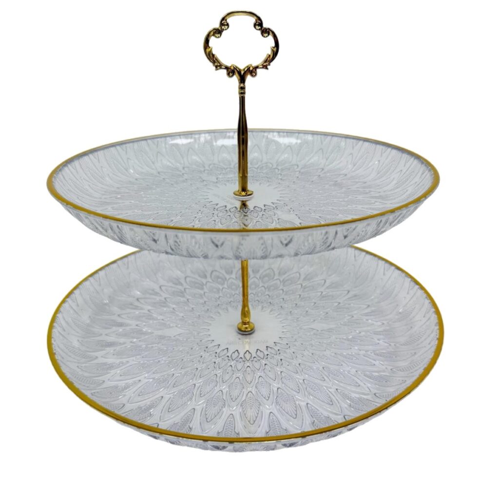 מעמד 2 קומות פלסטיק ק.30+26 ג.26 ס"מ-שקוף/זהב של דקל בע"מ