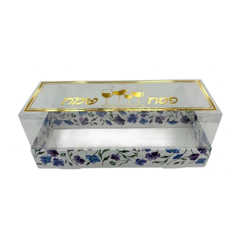 קפ' קרטון לבן מכסה פי וי סי 32/10/12 ס"מ-פסח ארבע כוסות פרחוני זהב מיטאלי של דקל בע"מ