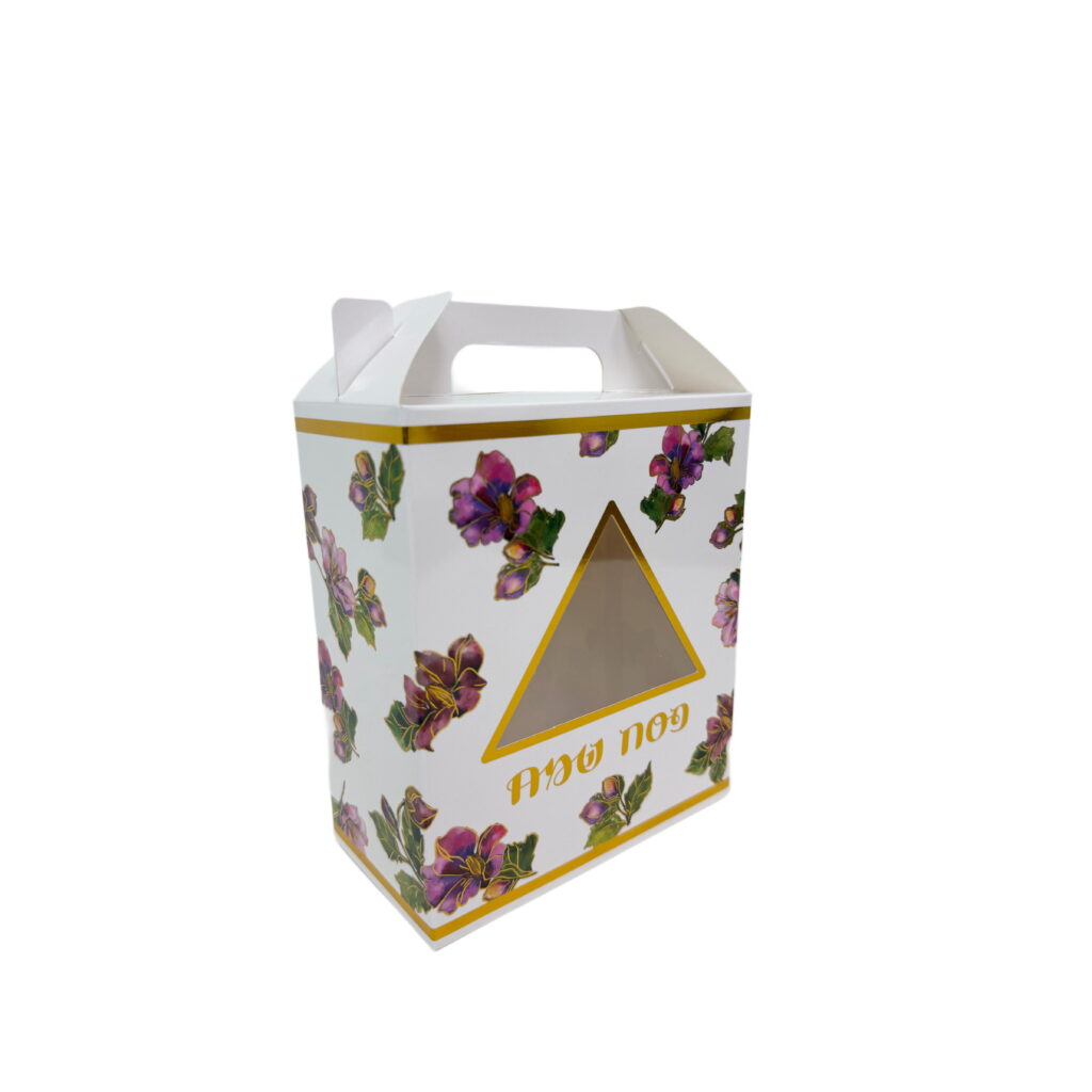 קופ' קרטון חלון 18/15/8 ס"מ -פסח פרמידות פרחוני -זהב מיטאלי של דקל בע"מ