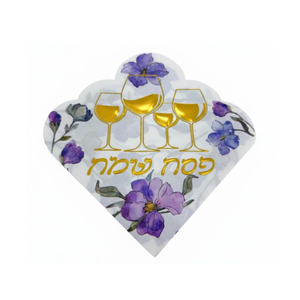 חב' 16 מפיות נייר צורני -פסח ארבע כוסות פרחוני זהב מיטאלי של דקל בע"מ