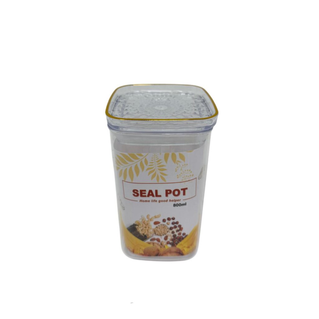 כלי איחסון מרובע מפלסטיק ר.10 ג.14 ס"מ -פס זהב 800 מ"ל של דקל בע"מ